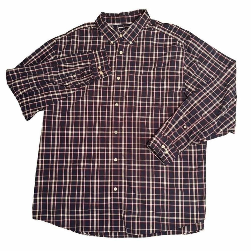 Charles Tyrwhitt Plaid Button-Down Shirt Navy Red White Non-Iron